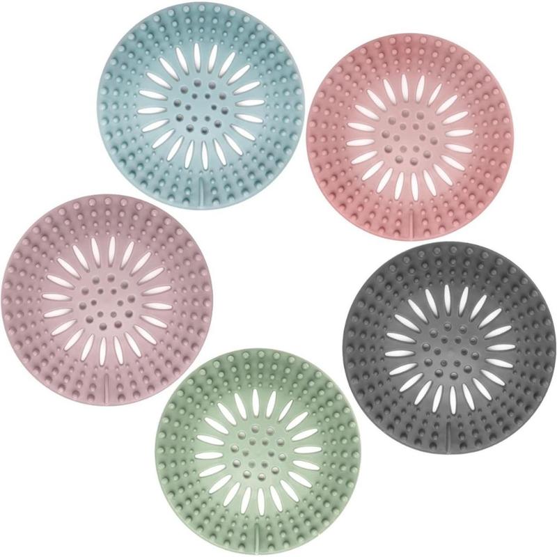 Hair Catcher Shower Drain Covers Protector Silicone Bathtub Hair Stopper Easy to Install and Clean Suit for Bathroom Tub Shower and Sink, 5 Pack(Creative Life Pavilion)