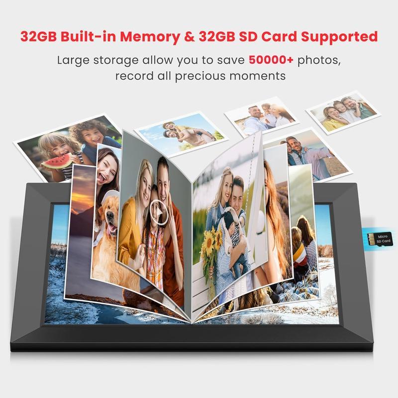 WiFi Digital Picture Frame 10.1 Inch, HD IPS Touch Screen Smart Photo Frame with 32GB Storage, Auto-Rotate, Instantly Share Photos  Videos, Perfect Christmas Gift & Gift Idea, ThanksGiving Gift, Home Decor