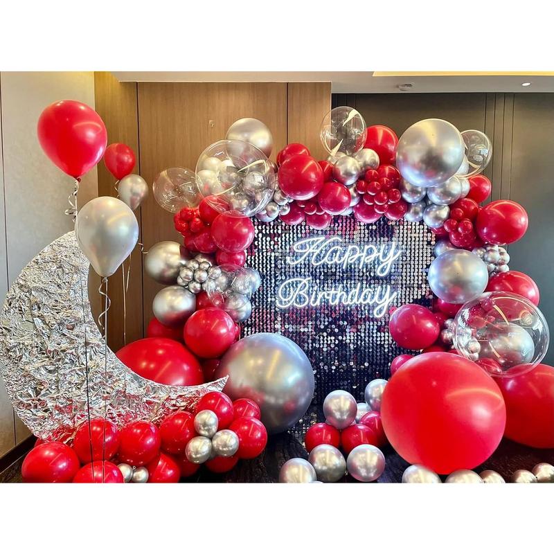 110counts Red Balloon Garland Arch Kit, 18 12 10 5 inch Red Latex Balloons Different Sizes Pack for Birthday Graduation Baby Shower Valentines Christmas Wedding Party Decorations