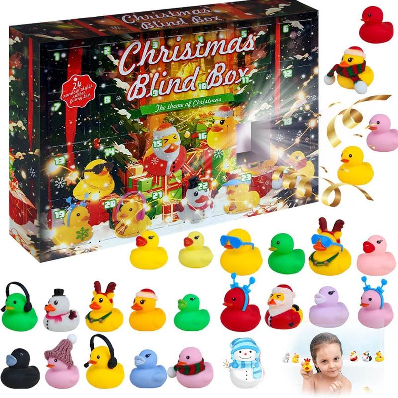 Christmas Blind Box, 1 Box of 24 Random Mini Duck Design Blind Box, Advent Calendar Gifts, Party Gift Set for Friends, Party Favors for Christmas, Party Supplies