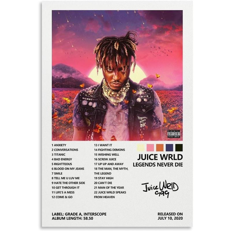 JUICE Poster wrld Never Die Album Legends Cover  for Bedroom Aesthetic Canvas Art Wall Decor