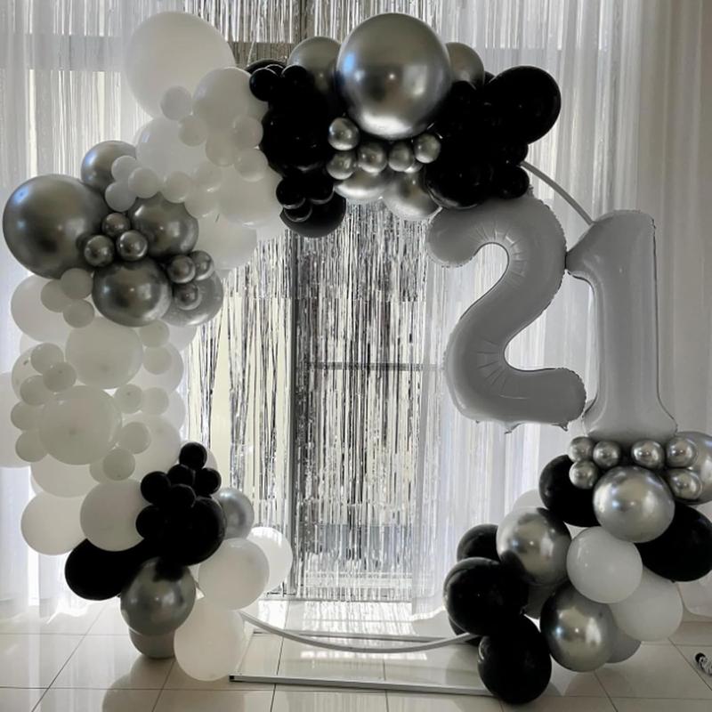 Black and  Balloons, 60 count 12 Inches Black White  Confetti Balloons with 1 Ribbon for Birthday,  Shower, Wedding, and  Theme Party Decoration