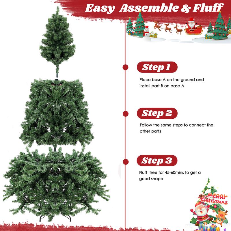 Spruce Artificial Remote Control Christmas Tree with Warm White Lights & Colorful Lights, Suitable for Home, Office, Party Decoration, Easy to Assemble, Foldable Base