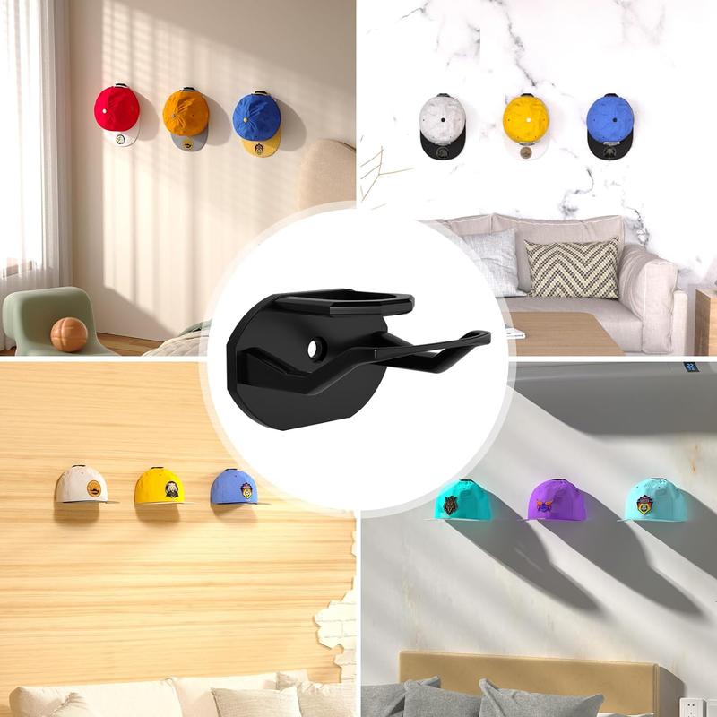 22 Pack Adhesive Hat Hooks Wall-Mounted, Self-Adhesive Hat Rack for Baseball Caps, Hat Organizer Display Key Holder Hangable for Wall, Door, Closet