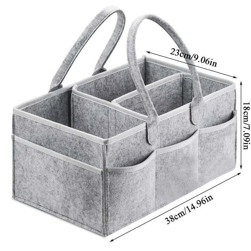 Fabric Storage Basket, 1 Count Multi-purpose Diaper Basket with Handle, Portable Nursery Storage Basket for Home Living Room Bedroom