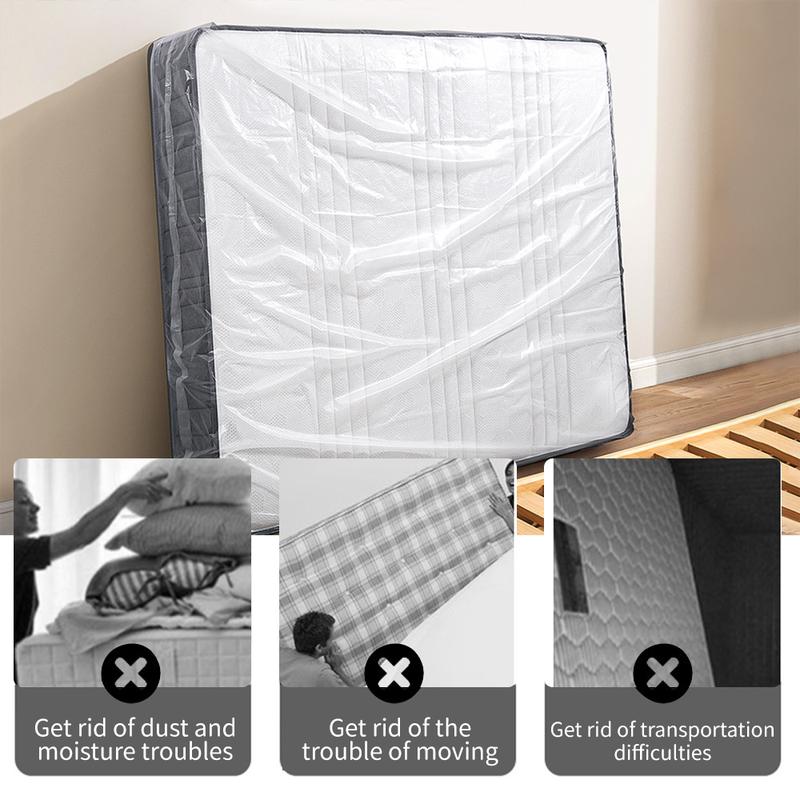 Plastic Mattress Bag for Moving Storage, Waterproof Mattress Protector Cover, Heavy-duty Mattress Moving Supplies (1.5 mil, Queen) Organiser