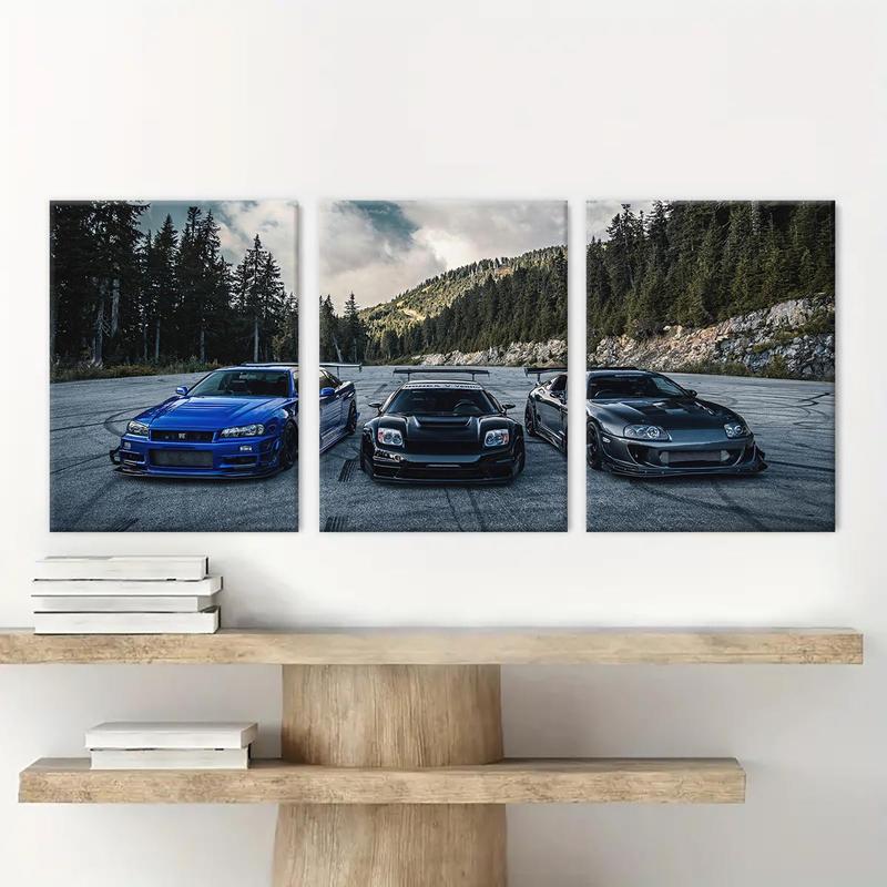 Car Pattern Canvas Painting with Frame, 3 Counts set Modern Wall Art  Car Posters Painting, Wall Art Decor for Home Living Room Bedroom Office, Home Decor 2025