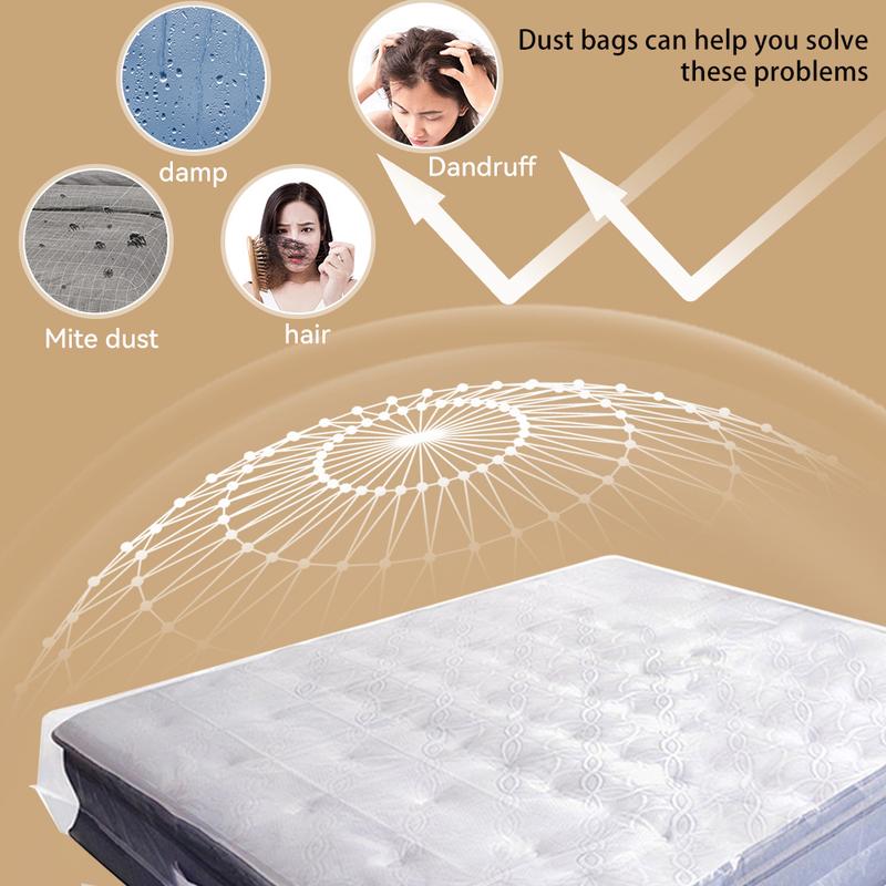 Plastic Mattress Bag for Moving Storage, Waterproof Mattress Protector Cover, Heavy-duty Mattress Moving Supplies (1.5 mil, Queen) Organiser