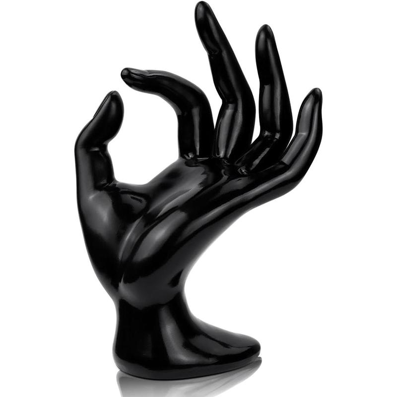 1 Pack Hand Form Ring Holder Mannequin Hand  Organizer Stand Watch Stand Bracelet Ring Support Aesthetic Rack (Black)