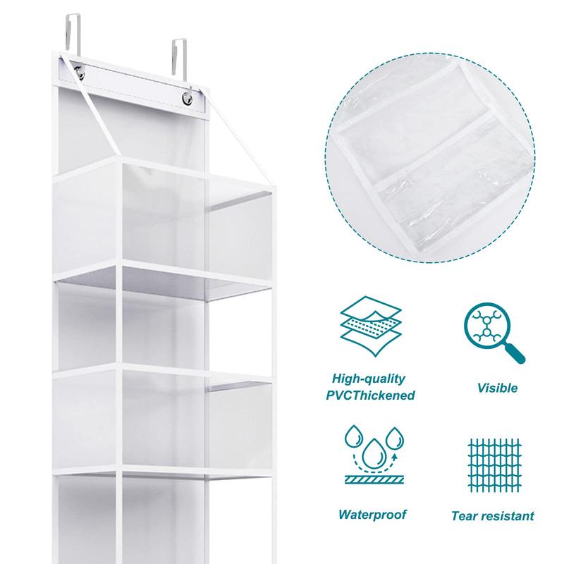 Over The Door Hanging Storage Bag, 1 Count Wall Mount Hanging Organizer with 5 Large Capacity Pockets, Storage Organizer for Bedroom, Bathroom