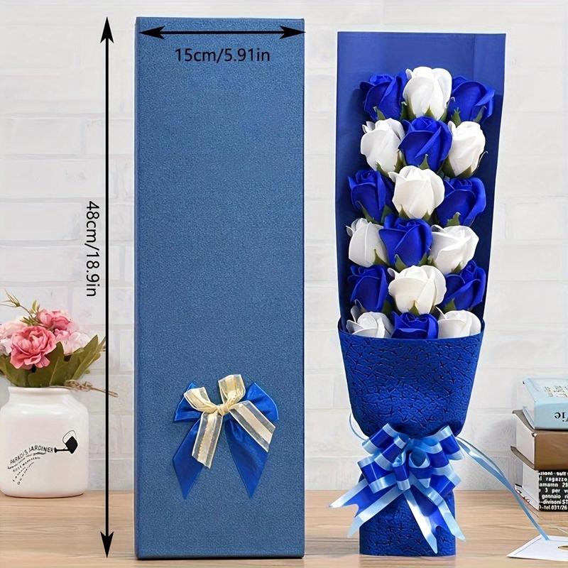 18pcs Roses Simulation Flower Gift Box, 1 Count Creative Romantic Rose Forever Flower Gift Box, Gifts for Party Anniversary Wedding  Teacher's Day