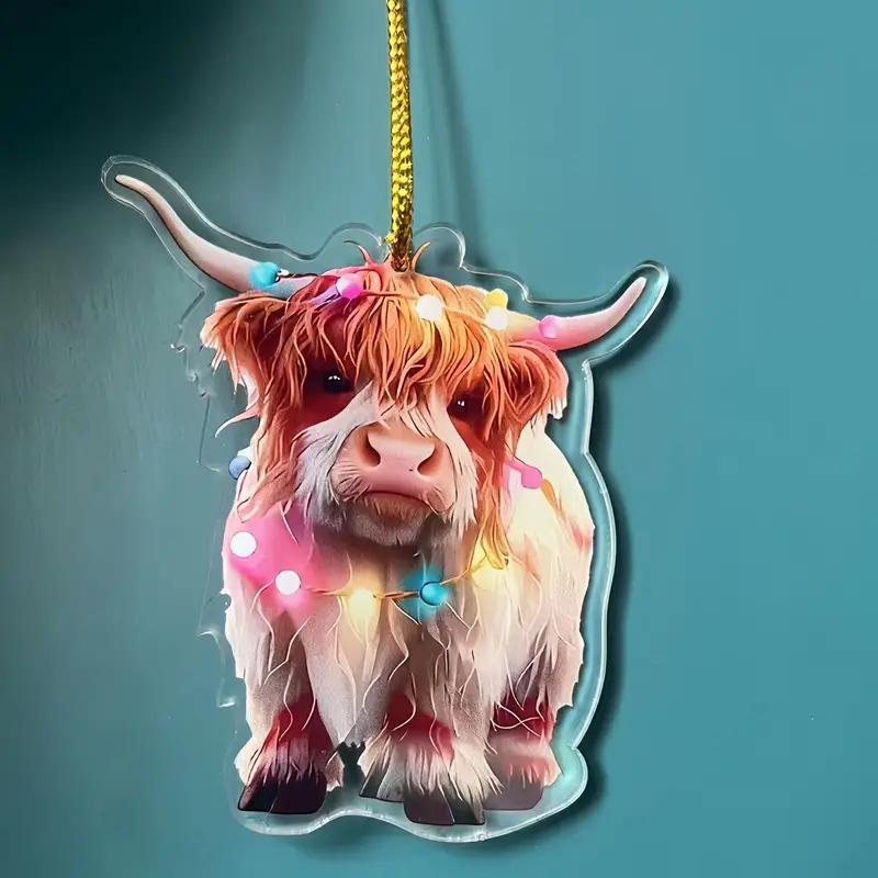 Highland Cow Design Hanging Ornament, 1 Count Cute Animal Design Hanging Decoration, Hanging Decor for Home Car Wallet Keychain