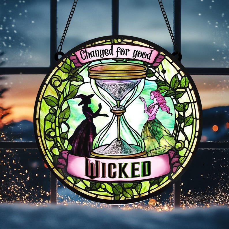 Elphaba and Glinda Besties Acrylic Suncatcher, Witches of Oz Window Hanging, Wicked Musical Ornament, Perfect Christmas Gift for Fans, Hangable Decoration