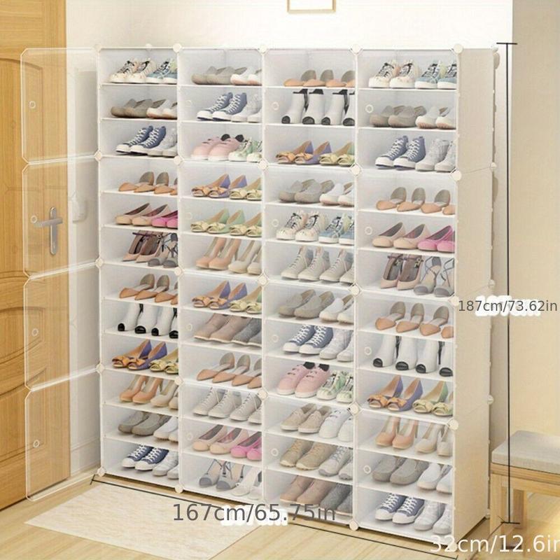 Home Essentials 12 Tier 96 Pair Shoe Tower Rack Sneaker Rack Dustproof Shoe Box Cube Closet Organiser Transparent Door Opening Free Combination Shoe Rack Space Saving Used For Entryway, Bedroom, Home, Dormitory, Ramadan Decoration