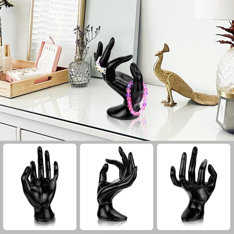 1 Pack Hand Form Ring Holder Mannequin Hand  Organizer Stand Watch Stand Bracelet Ring Support Aesthetic Rack (Black)