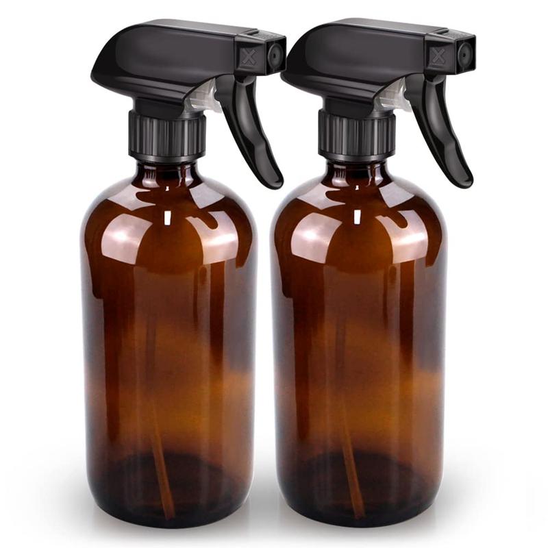 Glass Spray Bottle, Amber Bottle Set & Accessories for  Window Cleaners Aromatherapy Facial Hydration Watering  Hair Care (2 Pack 16oz) (Amber)