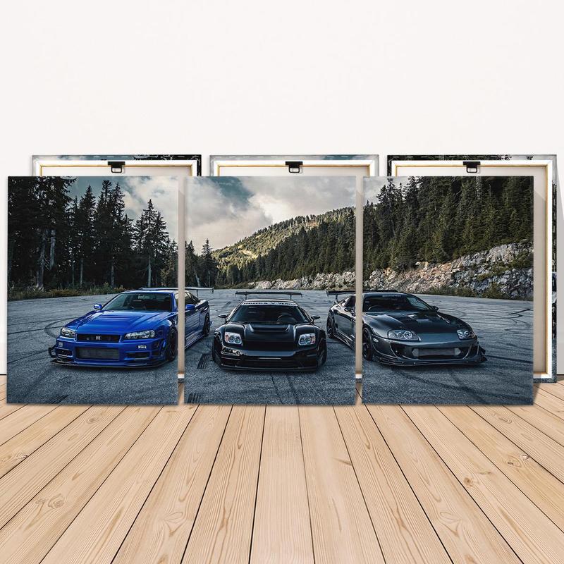 Car Pattern Canvas Painting with Frame, 3 Counts set Modern Wall Art  Car Posters Painting, Wall Art Decor for Home Living Room Bedroom Office, Home Decor 2025