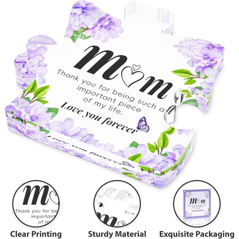 Mom Gifts from Daughter Son, Engraved Acrylic Block Puzzle Present 3.7 * 3.9 Inch, Christmas Gifts for Mom, Mom Birthday Gifts, Thank You Gifts for Women, Thanksgiving Gift Idea