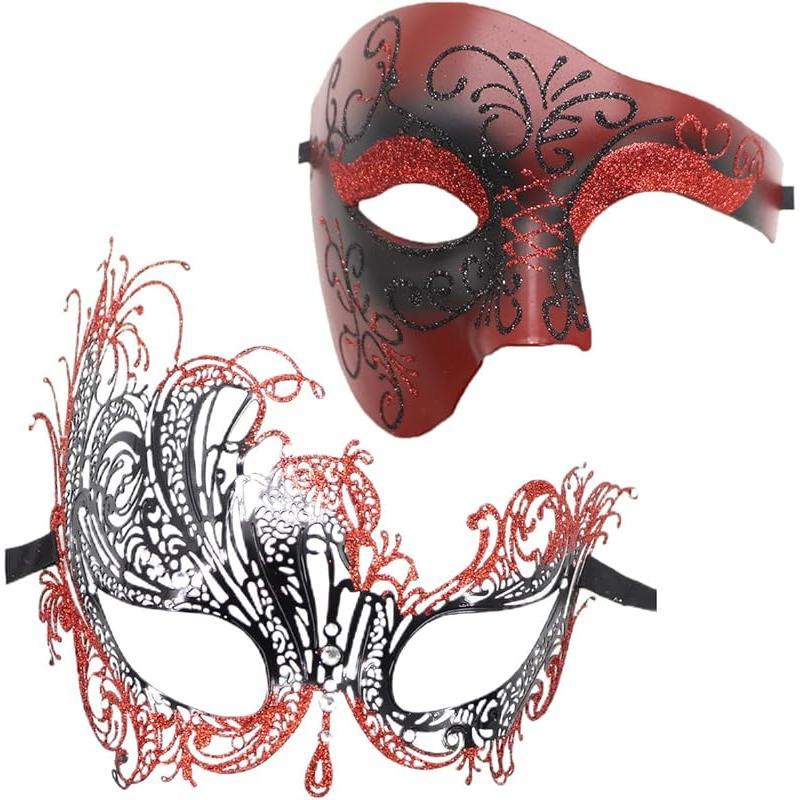 Couple Masquerade Mask Vintage Phantom Of The Opera One Eyed Half Face Costume, Multiple Colors  Hand made, Venetian Mask Style Art, Man Women,Masquerade Balls, Weddings, Prom, Cosplay, Dance Recitals, New Years Eve