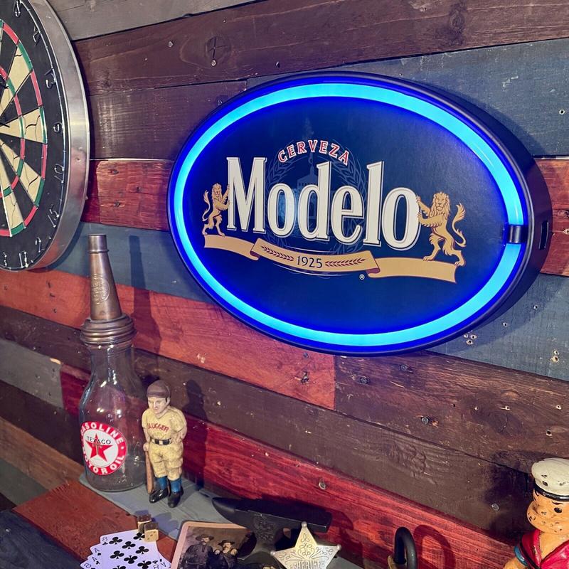 Modelo Cerveza Oval Shaped Light Rope Sign Wall Decor For Home Garage Game Room Man Cave