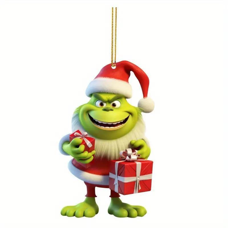 Cartoon Grinch Design Hanging Ornament, 8 Counts set Cute Cartoon Character Hanging Decoration, Hanging Decor for Home Party Festival, Home Decor