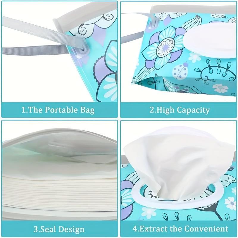 Zipper Tissue Storage Bag, 2 Counts set Flora Pattern Reusable Tissue Pouch, Portable Tissue Organizer for Home Travel