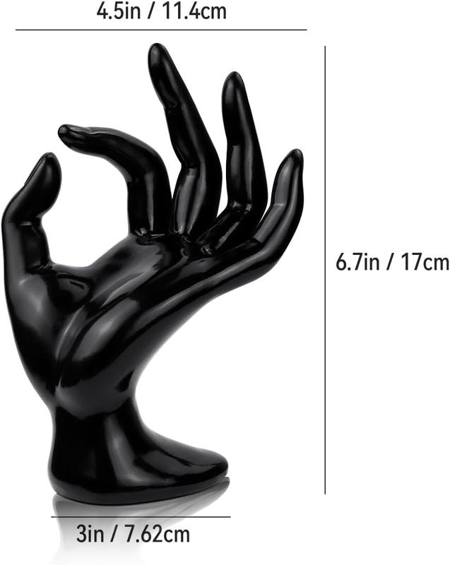 1 Pack Hand Form Ring Holder Mannequin Hand  Organizer Stand Watch Stand Bracelet Ring Support Aesthetic Rack (Black)