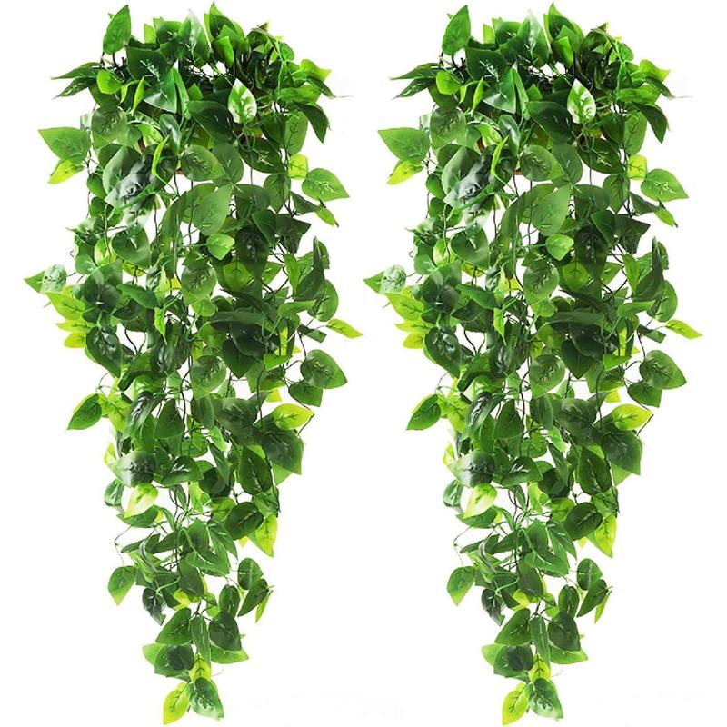 2pcs Fake Hanging Plants 3.6ft Fake Ivy Vine Artificial Ivy Leaves for Wedding Wall House Room Patio Indoor Outdoor Home Shelf Office Decor (No Baskets)