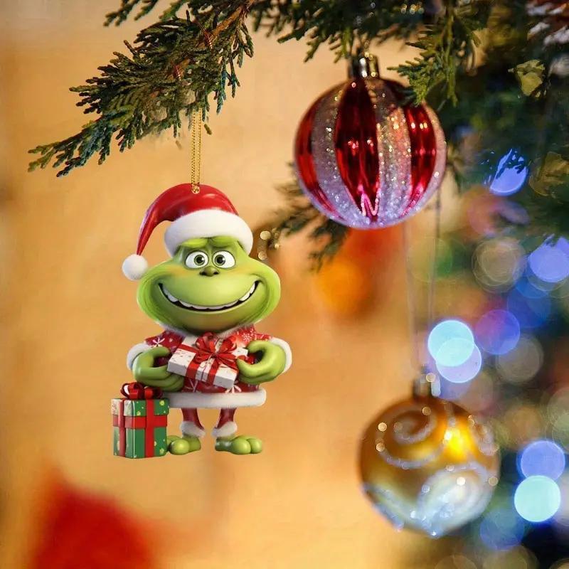 Cartoon Grinch Design Hanging Ornament, 8 Counts set Cute Cartoon Character Hanging Decoration, Hanging Decor for Home Party Festival, Home Decor