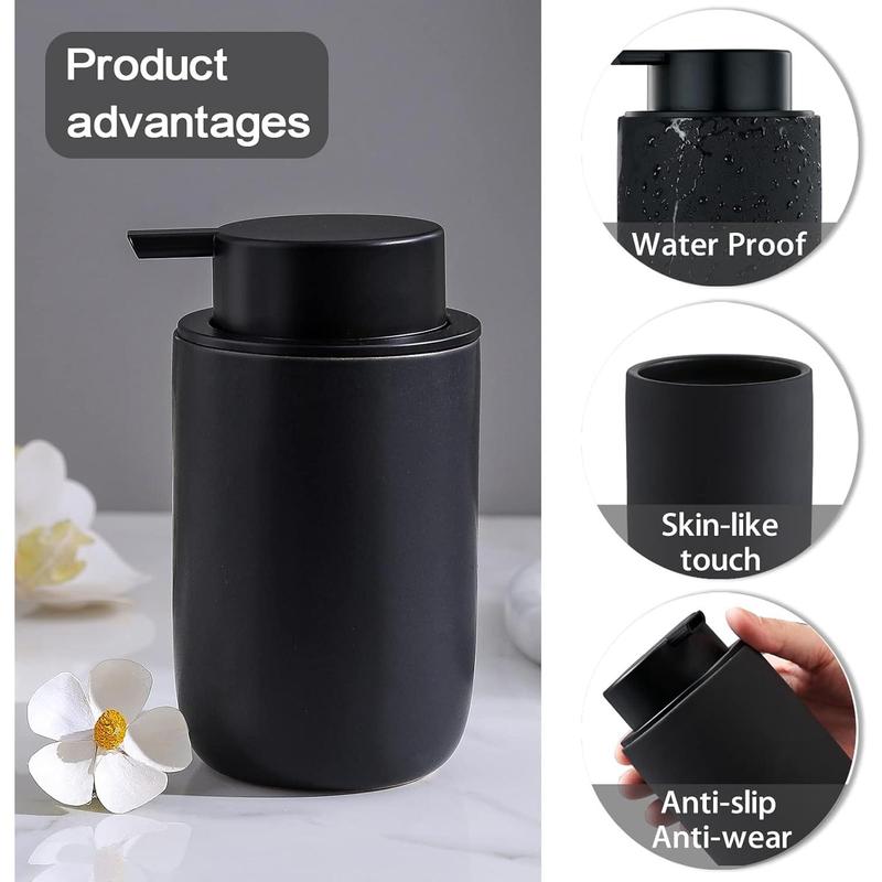 Foam Soap Dispenser Set - 2 Pack Black Ceramic Foaming Dish Hand Soap Dispenser with Black Pump for Bathroom, Bathroom Dispenser Set for Modern Home Farmhouse Decor