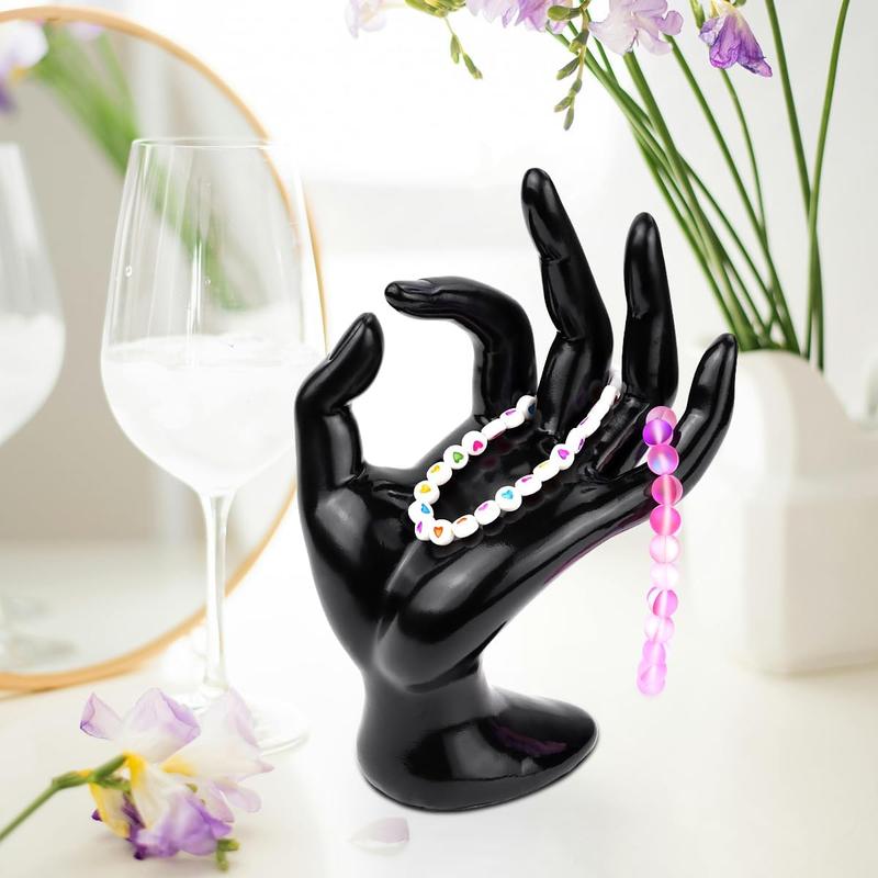 1 Pack Hand Form Ring Holder Mannequin Hand  Organizer Stand Watch Stand Bracelet Ring Support Aesthetic Rack (Black)