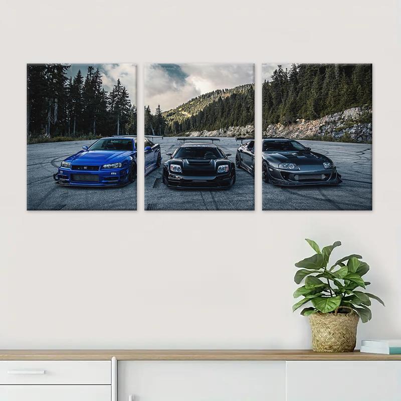 Car Pattern Canvas Painting with Frame, 3 Counts set Modern Wall Art  Car Posters Painting, Wall Art Decor for Home Living Room Bedroom Office, Home Decor 2025