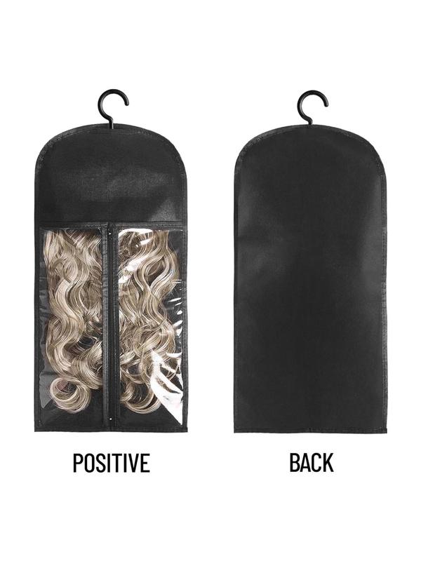 Wig Storage Bag with Hook, 2pcs High Quality Zipper Transparent Wig Storage Hanger, Dustproof Wig Storage Tool for Salon & Home Use