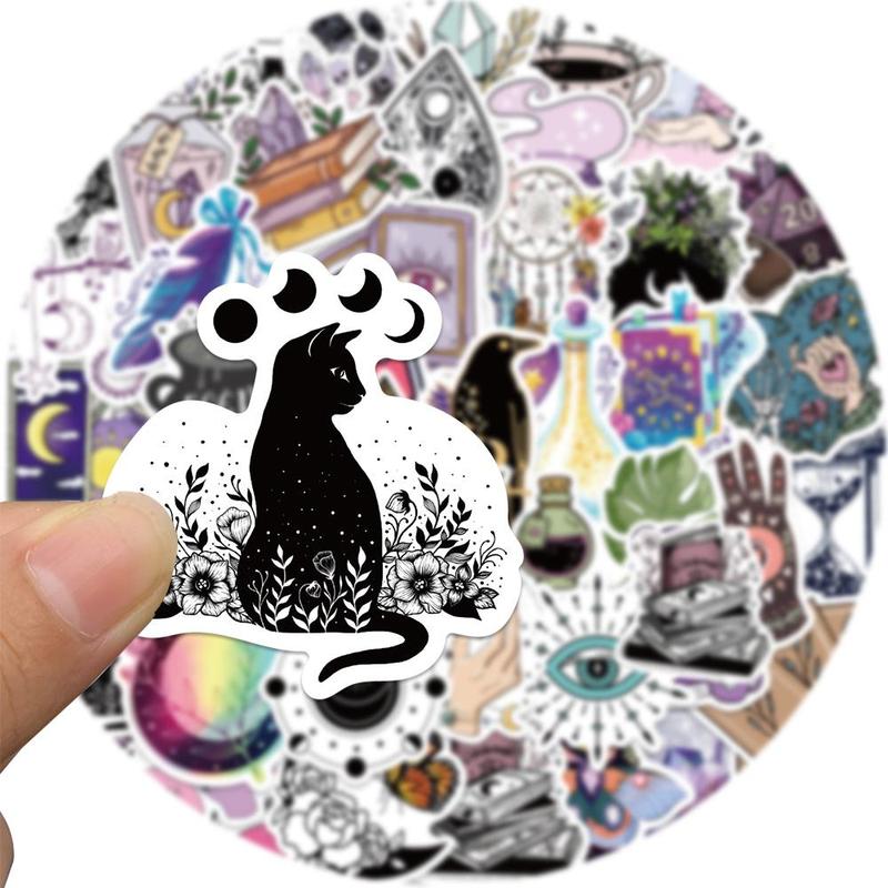 Boho Witchy Sticker, 50pcs set Witchy Themed Sticker, Self Adhesive Decor Paper, Decor Sticker for Gift Greeting Card Water Bottle Laptop Phone