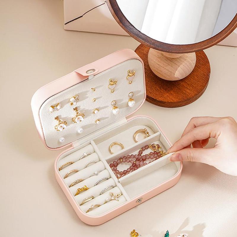 Travel Jewelry Case, 1 Count Portable Mini Travel Case Display Storage Holder Boxes for Stud Earrings, Rings, Necklaces, Bracelets, Home Organizer