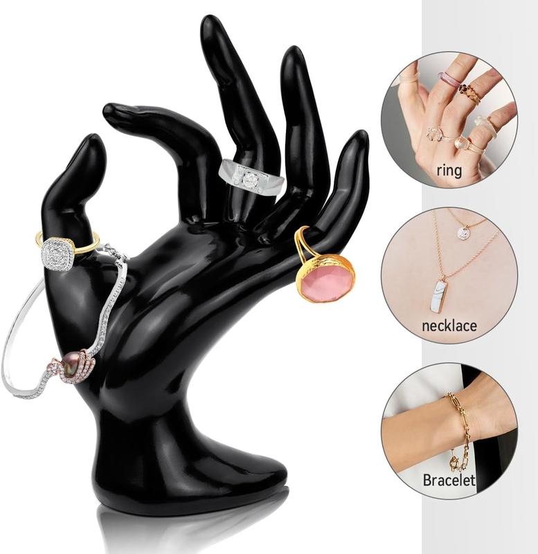 1 Pack Hand Form Ring Holder Mannequin Hand  Organizer Stand Watch Stand Bracelet Ring Support Aesthetic Rack (Black)