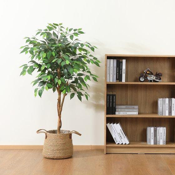 Artificial Ficus Tree with Wood Trunk in Black Plastic Pot for Living Room - Cloudy Chicky Decor Decorative Fruit Plant Silk Ornaments home decor