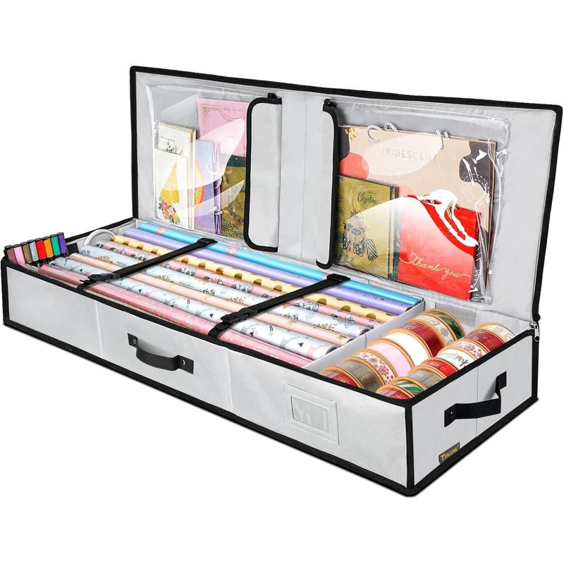 Christmas Wrapping Paper Storage Organizer with Flexible Partitions and Pockets, 40