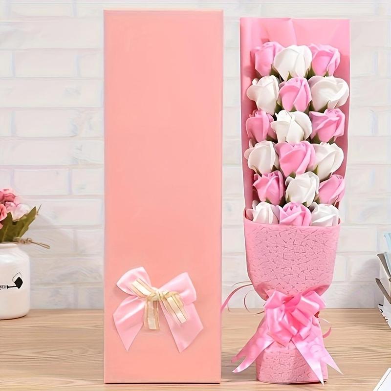 18pcs Roses Simulation Flower Gift Box, 1 Count Creative Romantic Rose Forever Flower Gift Box, Gifts for Party Anniversary Wedding  Teacher's Day