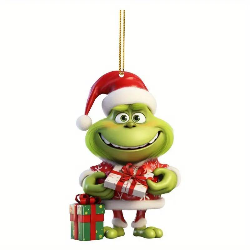 Cartoon Grinch Design Hanging Ornament, 8 Counts set Cute Cartoon Character Hanging Decoration, Hanging Decor for Home Party Festival, Home Decor