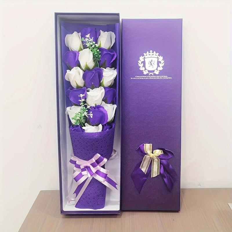 18pcs Roses Simulation Flower Gift Box, 1 Count Creative Romantic Rose Forever Flower Gift Box, Gifts for Party Anniversary Wedding  Teacher's Day