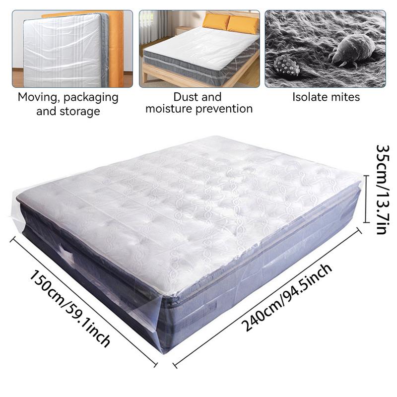 Plastic Mattress Bag for Moving Storage, Waterproof Mattress Protector Cover, Heavy-duty Mattress Moving Supplies (1.5 mil, Queen) Organiser