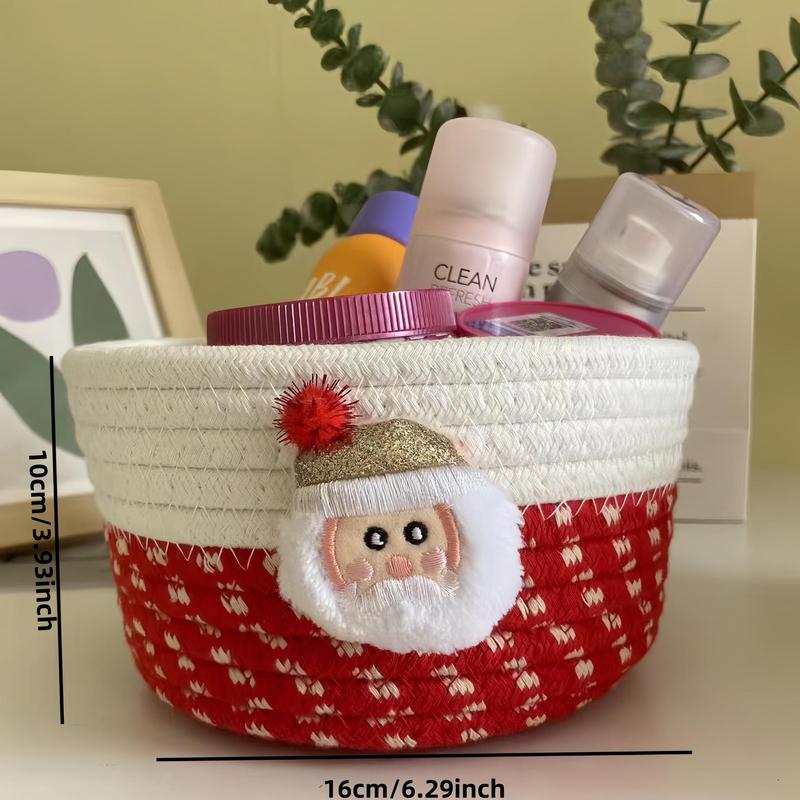 Christmas Cartoon Design Basket, 1 Count Desktop Makeup Storage Basket, Home Organizer for Living Room Bedroom Bathroom