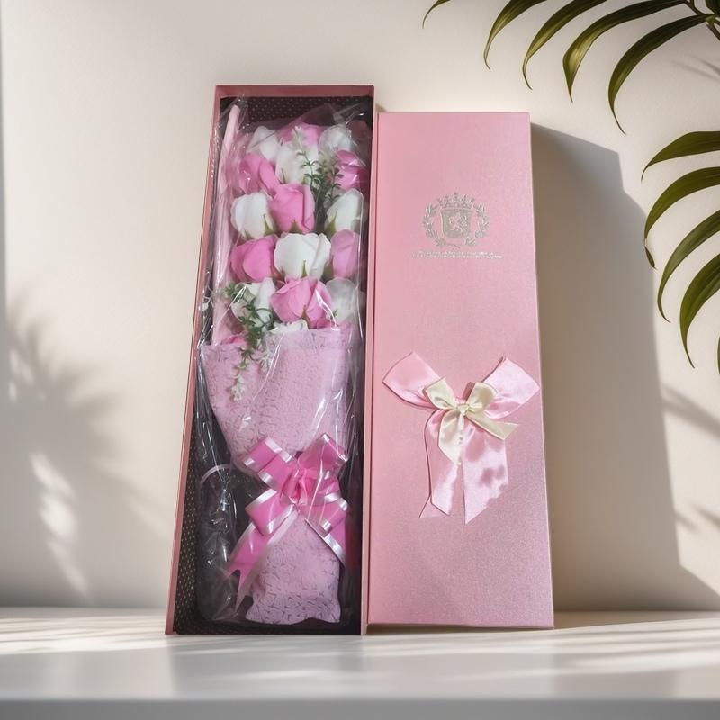 18pcs Roses Simulation Flower Gift Box, 1 Count Creative Romantic Rose Forever Flower Gift Box, Gifts for Party Anniversary Wedding  Teacher's Day