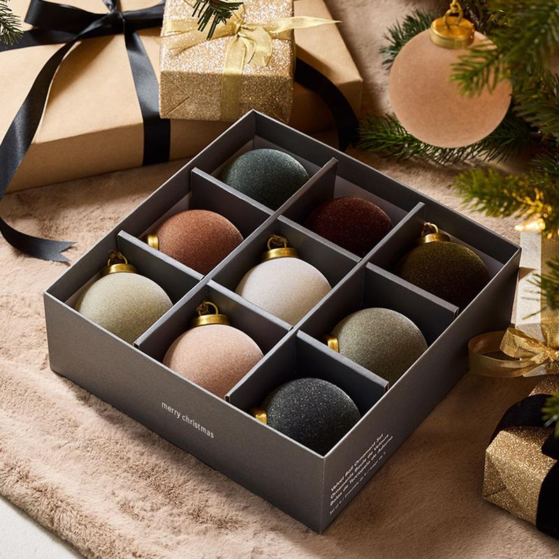 Christmas Velvet Ball Ornaments Set, 9Pcs Christmas Tree Plush Ball Pendants Festival Supplies