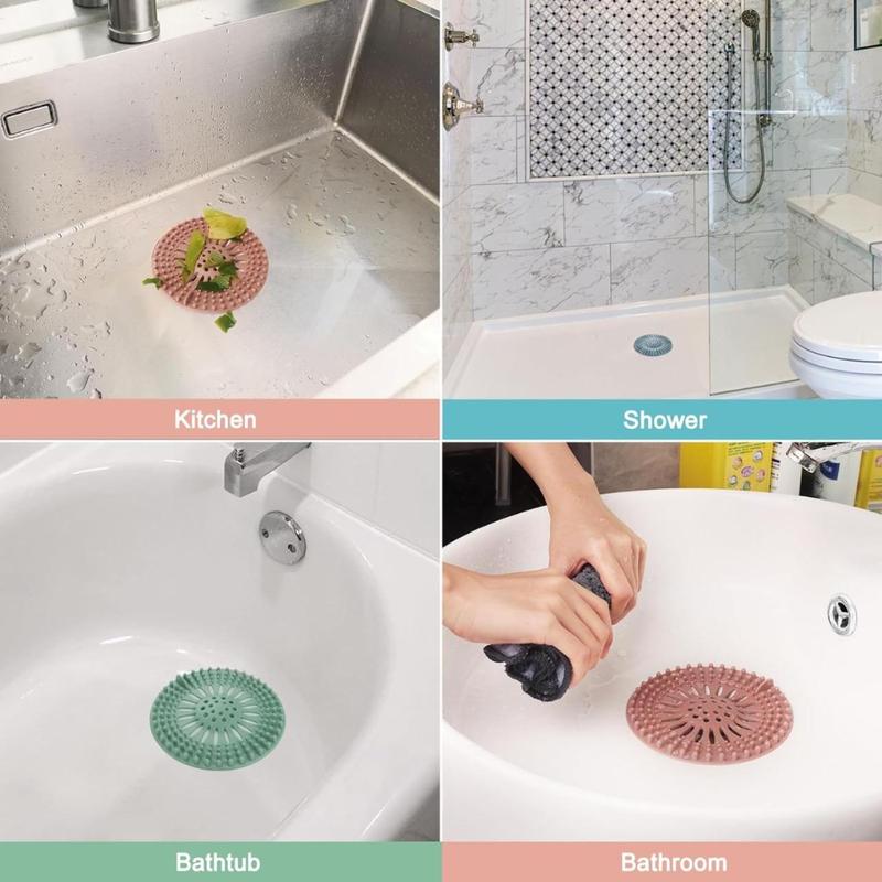 Hair Catcher Shower Drain Covers Protector Silicone Bathtub Hair Stopper Easy to Install and Clean Suit for Bathroom Tub Shower and Sink, 5 Pack(Creative Life Pavilion)