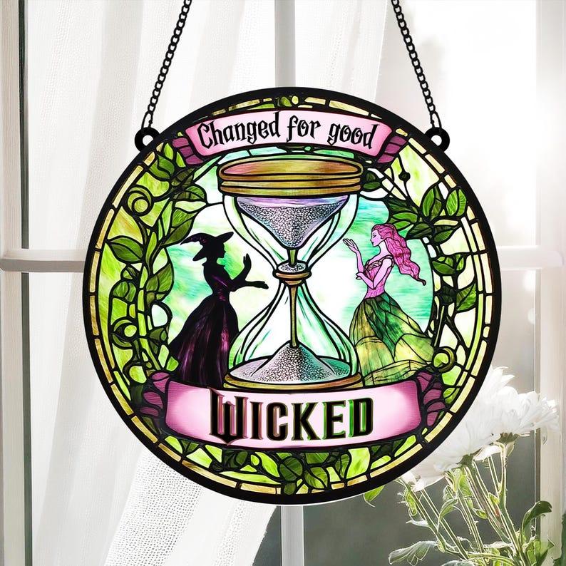 Elphaba and Glinda Besties Acrylic Suncatcher, Witches of Oz Window Hanging, Wicked Musical Ornament, Perfect Christmas Gift for Fans, Hangable Decoration