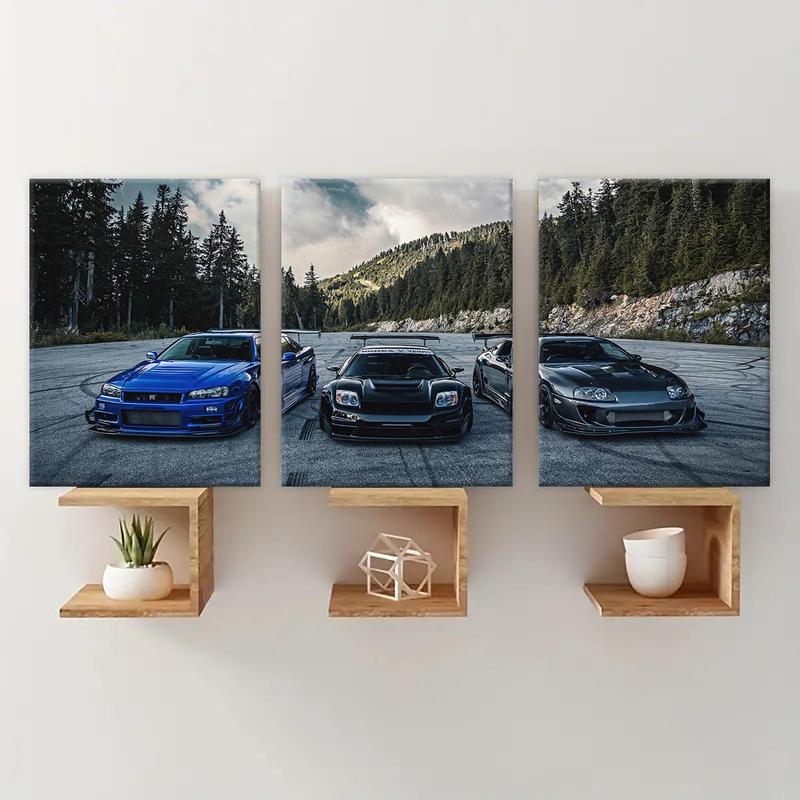 Car Pattern Canvas Painting with Frame, 3 Counts set Modern Wall Art  Car Posters Painting, Wall Art Decor for Home Living Room Bedroom Office, Home Decor 2025