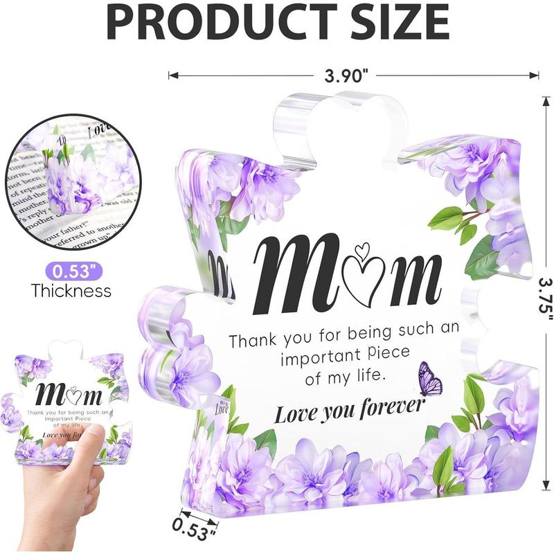 Mom Gifts from Daughter Son, Engraved Acrylic Block Puzzle Present 3.7 * 3.9 Inch, Christmas Gifts for Mom, Mom Birthday Gifts, Thank You Gifts for Women, Thanksgiving Gift Idea