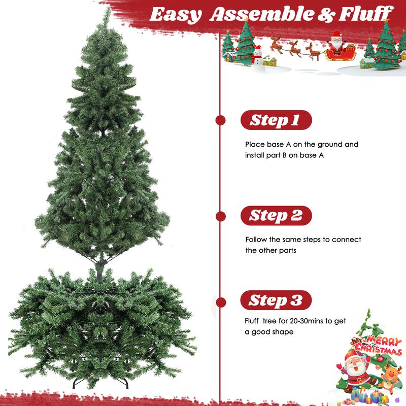 Spruce Artificial Remote Control Christmas Tree with Warm White Lights & Colorful Lights, Suitable for Home, Office, Party Decoration, Easy to Assemble, Foldable Base